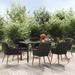 Corrigan Studio® Patio Dining Set Outdoor Dining Set Table & Chair Set for Garden Wood/Glass in Black | 78.7" L x 39.4" W x 29.1" H | Wayfair