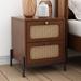 Rustic Farmhouse Rattan Nightstand,Accent Dresser