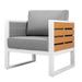 Outdoor Armchair with Cushion and Pillow, All-aluminum, Imitation Wood