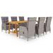 vidaXL Patio Dining Set 7 Piece Rattan Wicker Outdoor Patio Conversation Set - 81.1" x 39.4" x 29.1"