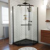 DreamLine Prism 42 in. x 74 3/4 in. Frameless Neo-Angle Pivot Shower Enclosure in Oil Rubbed Bronze with Black Base Kit