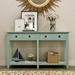 Hassch Rustic Brushed Texture Entryway Table Console Table With Drawers And Bottom Shelf For Living Room (Tiffany Blue)