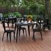 BizChair Commercial Grade Indoor/Outdoor Dining Table 31.5 Square All Weather Black Poly Resin Top with Black Steel Base