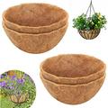 14 Inch Coconut Liners for Planters Round Hanging Basket Liners Natural Coco Coir Basket Coco Replacement Linersï¼ŒCoco Plant Liners for Hanging Basket Planters Vegetables Flowers (4Pack)