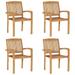 vidaXL 1/2x Solid Teak Wood Stacking Garden Dining Chair Patio Lounge Seating