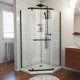 DreamLine Prism 38 in. x 74 3/4 in. Frameless Neo-Angle Pivot Shower Enclosure in Oil Rubbed Bronze with White Base Kit