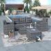 5-piece Outdoor Sectional Sofa Set with Storage Bench Patio Furniture