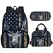 Pzuqiu Came American Flag School Backpack Boys Deer Hunting School Backpack with Pencil Box+Lunch Bag Secondary School Student Daypack Satchel with Adjustable Straps