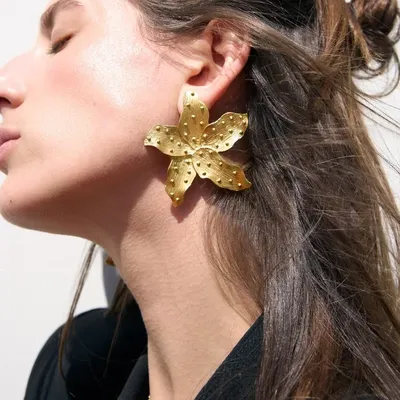 Boucles d'oreilles fleur irrégulière en métal pour femmes boucles d'oreilles pendantes vintage