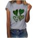 QIPOPIQ Women s Short Sleeve Crew Neck Shirts St. Patrick s Day T Shirts Ladies Shamrock T Shirt Green Shirt St Patricks Day Shirts Leopard Heart Loose Holiday Shirts Graphic Tees Deals