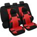 DEFNES Car Seat Covers Full Set Front Seat Covers and Split Rear Bench Seat Covers for Car Universal Cloth Seat Covers for SUV Sedan Van Automotive Interior Covers Airbag Compatible Red