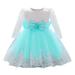 ZMHEGW Party Dresses For Toddler Girls Baby Ruffle Long Sleeve Lace Bowknot Flower Pageant Party Wedding Princess Sun Dress