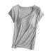 BLVB Women s Workout T-Shirt Short Sleeve Lightweight Crew Neck Padded Shirts Yoga Running Exercise Athletic Tee Tops