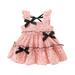 Toddler Baby Girls Summer Princess Dresses Sleeveless Bow Front Dots Print Tiered Party Dresses