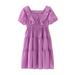 ZMHEGW Toddler Girls Dresses Casual Kids Neck Short Sleeves Soild Maxi Sundress Sun Dress