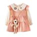 ZMHEGW Toddler Dresses For Girls Casual Kids Baby Cute Long Sleeves Soild Mesh Bear Princess Beach Dress