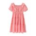 ZMHEGW Toddler Girls Dresses Casual Kids Neck Short Sleeves Soild Maxi Sundress Sun Dress