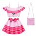 KAWELL Princess Peach Swimsuits for Girls 2-Piece Bathing Suit Tankini Swimwear for Kids Party Dress Up