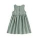 Rovga Casual Dresses For Girls Strap Solid Button Midi Sleeveless Summer Casual Sundress A Line Dress With Pockets For 6 Months To 5 Years Kids Party Birthday Girl Dress