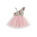 AMILIEe Toddler Baby Girls One Shoulder Princess Dress Sleeveless Floral Cow Tulle Dress Sundress