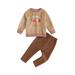 Arvbitana Toddler Boy Long Sleeve Round Neck Letter Print Graphic T-Shirt Tops + Elastic Long Pants Casual Outfit Set 12M-5T