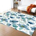 Large Area Rugs Throw Carpet Floor Nursery Rugs For Children Retro Blue Flowers Modern Kitchen Mat Runner Rugs For Living Room/Bedroom 5 x 6