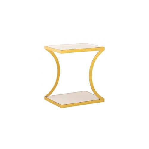 Couchtisch weiß Beistelltisch eckig 40 H 45 cm Lampentisch Sofatisch Tisch Metall gold