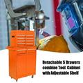 5-Drawer Rolling Tool Chest Tool Cart with Bottom Cabinet and Adjustable Shelf Detachable Tool Box with 4 Wheels&Hooks Tool Storage Cabinet for Warehouse Workshop Garage Orange