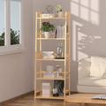 5-Tier Ladder Shelf Bookshelf Bookcase Leaning Shelves Storage Shelving Home Office Decor Natural