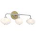 Ume 22"W 3-Light Brass Accented Curved Arm Bath Sconce w/ Frosted Sha