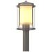 Meridian 14.4"H Steel Outdoor Post Light w/ Opal and Seeded Glass Shad