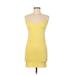 Cotton Candy Casual Dress - Party Scoop Neck Sleeveless: Yellow Print Dresses - Women's Size Medium