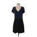 Dolan Casual Dress - Shift Plunge Short sleeves: Blue Color Block Dresses - Women's Size X-Small