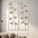 August Grove® Golden Butterfly Duo Metal Wall Art for Elegant Spaces Metal in Gray/Yellow | 35.4 H x 11.8 W x 0.4 D in | Wayfair