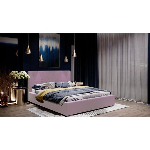 Samtbett 120×200 cm Falgo – Samt Doppelbett mit Bettkasten und Lattenrost – Rosa (Riviera 62)