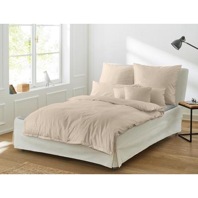 Bettwäsche IRISETTE "Premium Satin Bettwäsche Paris", beige, B/L: 155cm x 200cm, , Mako-Satin, B/L: 80cm x 80cm, Mako-Satin, Obermaterial: 100% Baumwolle, Bettwäsche, hochwertige Uni Premium Bettwäsche mit Reißverschluss, 100% Baumwolle Image