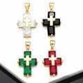 OCESRIO-Pendentif croix en cristal multicolore pour collier cuivre plaqué or CZ Nina ifix bijoux