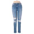 Joe's Jeans Jeans - Mid/Reg Rise Skinny Leg Denim: Blue Bottoms - Women's Size 28 - Distressed Wash