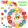 HLONK Wooden Shape Color Sorting Clock Toy Early Learning Educational Toy for 1-3 Years Old Toddler Baby Kids Teaching Time Number Blocks Puzzle Stacking Sorter Jigsaw