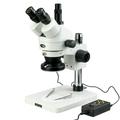 AmScope 7X-45X Trinocular Inspection Zoom Stereo Microscope with 144-LED 4-Zone Light New