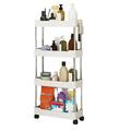 Deyuer Storage Cart Multifunctional High Capacity Save Space 3/4-Tier Freestanding Storage Movable Floor-Standing Rolling Vertical Shelf for Kitchen White