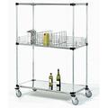 14 Deep x 42 Wide x 69 High 3 Tier Stainless Steel Solid Mobile Shelving Unit with 1200 lb Capacity