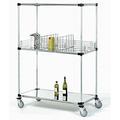 14 Deep x 72 Wide x 48 High 3 Tier Stainless Steel Solid Mobile Shelving Unit with 1200 lb Capacity