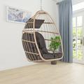 Foldable Swing Chair with Stand All-in-One Seat Hanging Chain Hammock Chair with Cushion and Pillow Outdoor Garden Rattan Egg Chair Without Stand for Bedroom Garden Weight Capacity 280 LBS