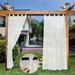 Rosnek Linen Outdoor Sheer Curtain for Patio 52 x 84 Waterproof Tab Top Sheer Curtains Half Privacy for Porch Pergola White 1 Panel