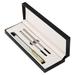 Uxcell 10mm Black Ink Ballpoint Pen Business Metal Pen 0.5mm Point with Black Gift Box Professional Silver