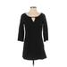White House Black Market Casual Dress - A-Line Keyhole 3/4 sleeves: Black Print Dresses - Women's Size Small