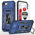 LeYi iPhone 8 Case iPhone 7 Case iPhone SE 2022 Case with Screen Protector [2 Pack] [Slide Camera Cover Protection] Military Grade Shockproof Full Body Protective Cover for iPhone 8/7 Case - Blue