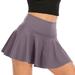 Dianli Skirts for Women Solid Mini Summer Skirt Beach Loose Fashion Casual High Waist Pleated Pocket Tennis Skirt Purple XXL