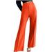 Hfyihgf Womens Stretch Dress Pants Front Seam Casual Slacks Pants Elegant Straight Wide Leg High Waist Suit Trousers for Office Work Business(Orange 3XL)